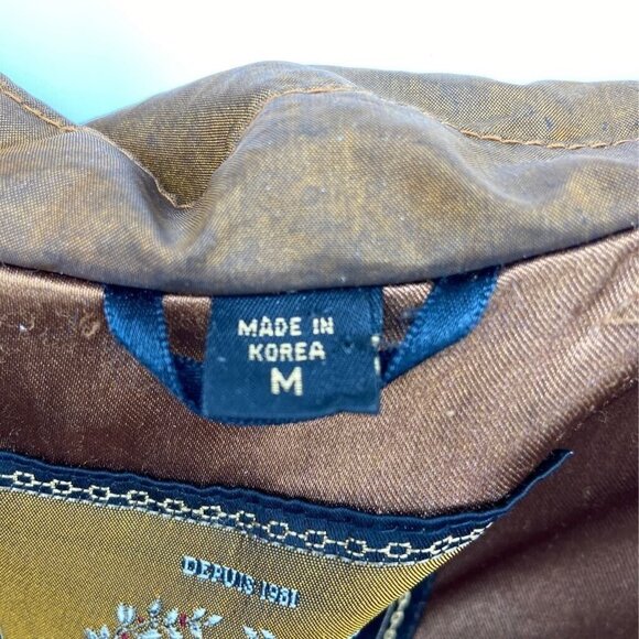 Express Womens Windbreaker Jacket Brown Zip Up Hooded Water Resistant Vintage M - Picture 6 of 8